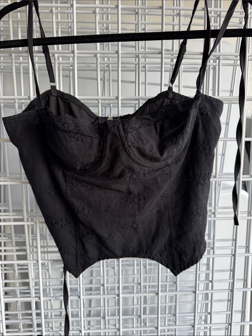 Black Lace Eyelet Bustier Top - Women